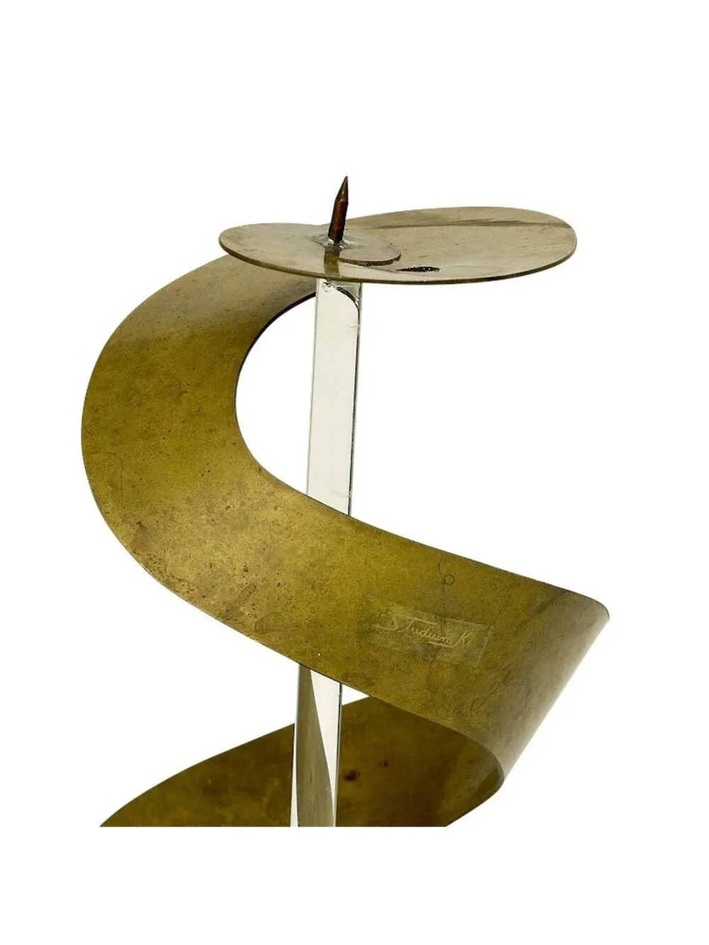 Vintage Studium Ki Candle Holder Sculptural Metal Glass Brutalist MCM Style 10